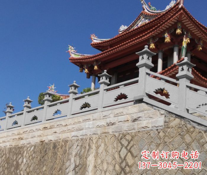 漳州园林景观大理石镂空莲花石栏板