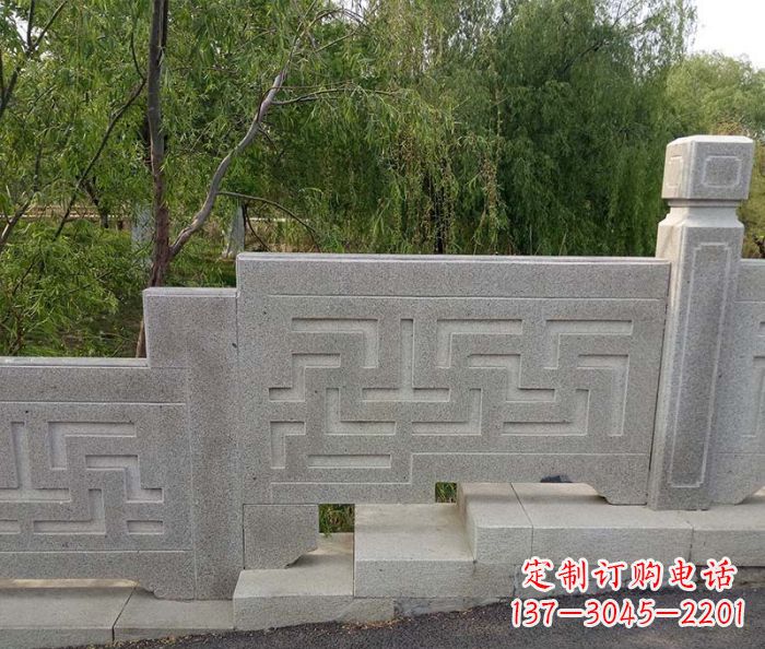 漳州园林景观大理石桥栏板石雕 (7)