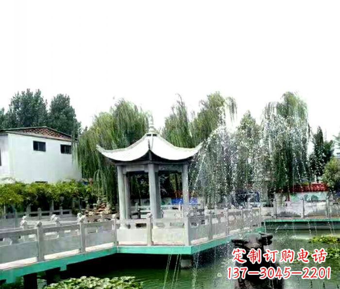漳州园林景观单层六角石雕凉亭