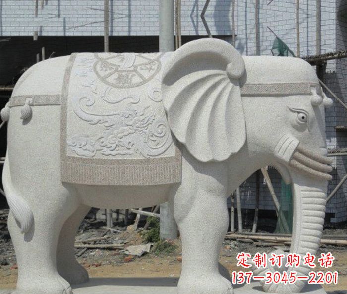 漳州园林景观驮宝大象石雕 (2)