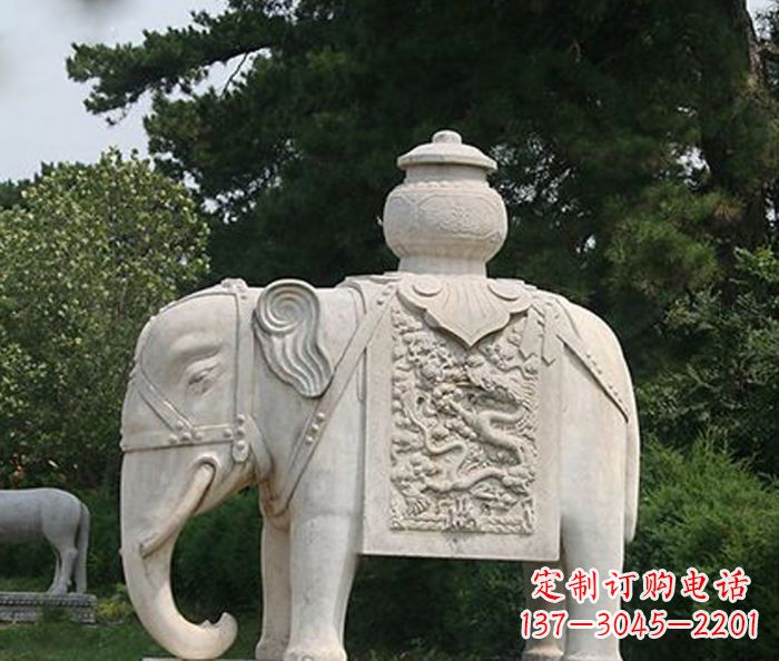 漳州园林景观驮宝大象石雕