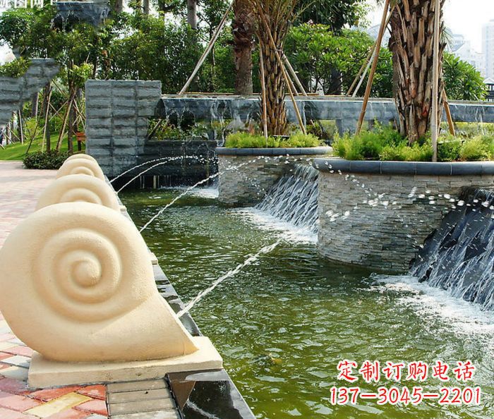 漳州园林景观蜗牛喷泉石雕