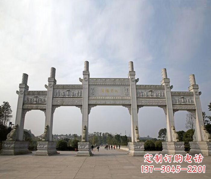 漳州园林景观五门石雕牌坊
