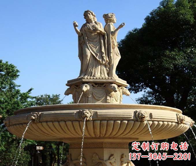 漳州园林景观西方人物喷泉石雕