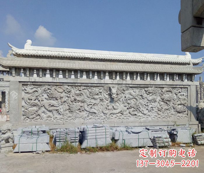 漳州园林九龙壁石雕影壁 (3)