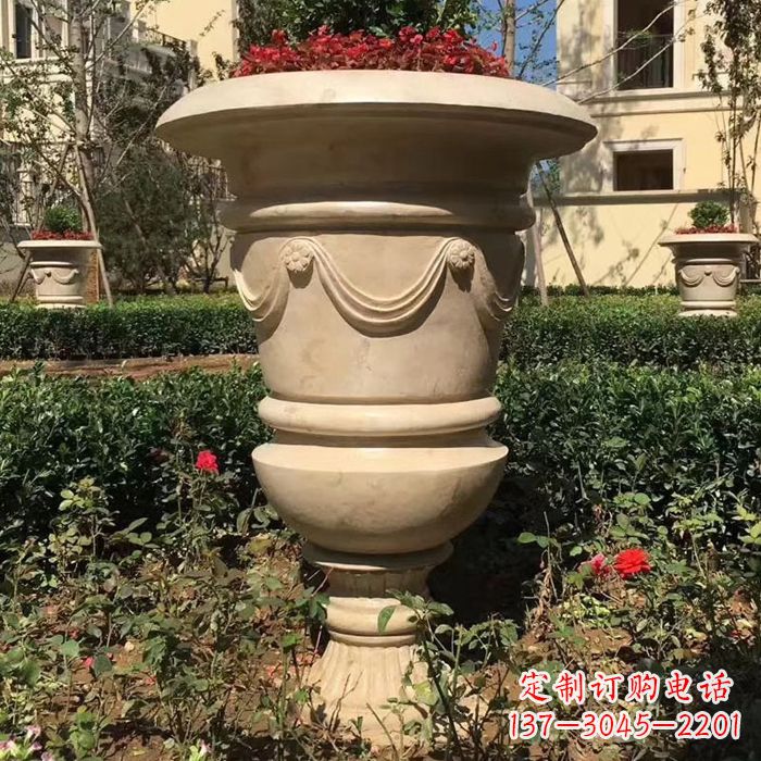 漳州园林砂岩石雕花盆