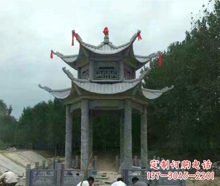 漳州园林双层凉亭石雕 (3)
