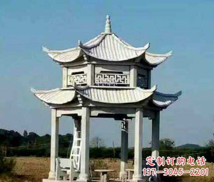 漳州园林双层石雕凉亭 (2)
