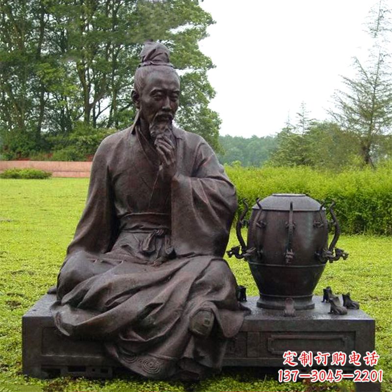 漳州张衡与地动仪铜雕景观-公园园林历史名人情景雕塑