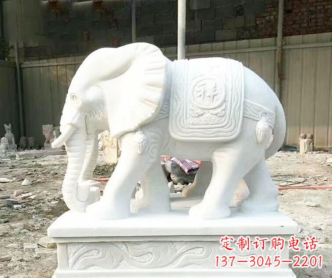 漳州招财动物汉白玉大象石雕 (3)