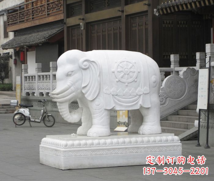 漳州招财动物汉白玉大象石雕