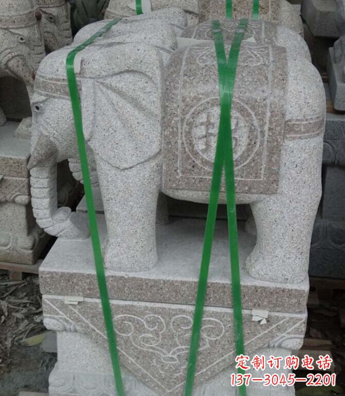 漳州招财进宝芝麻灰大象石雕 (4)