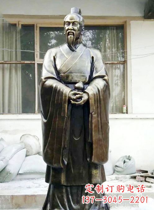 漳州中国古代名医扁鹊铸铜雕像半身像