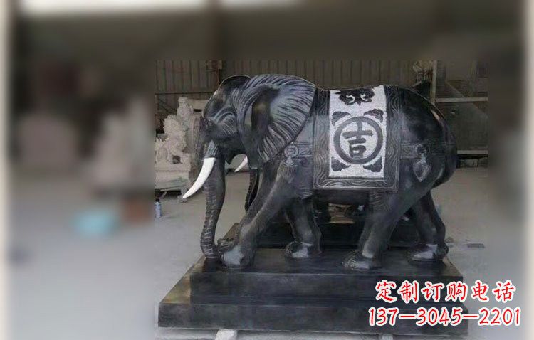 漳州中国黑石材大象雕塑
