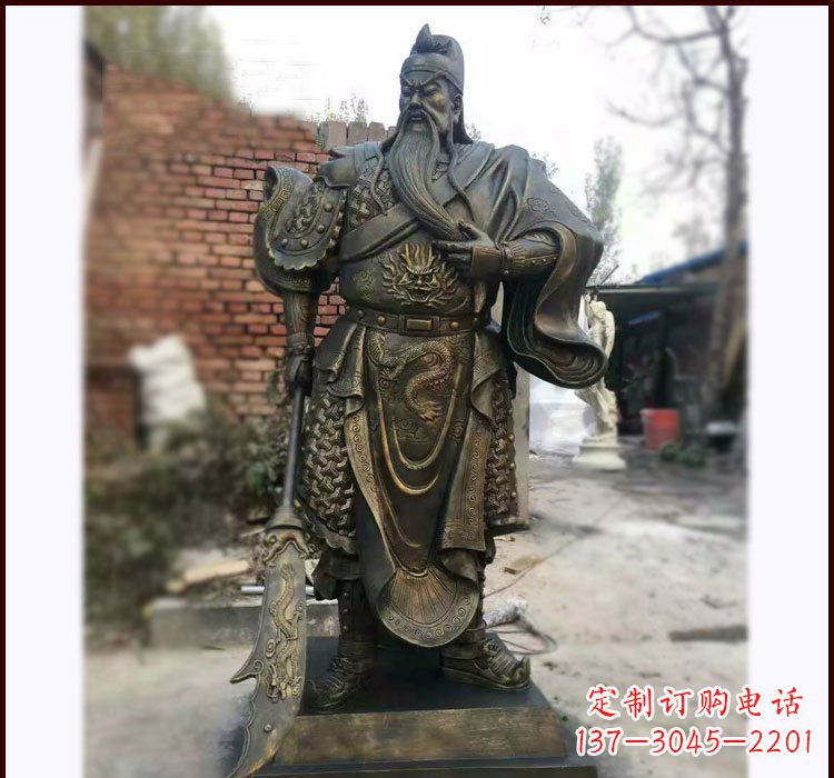 漳州铸铜立式关公雕塑