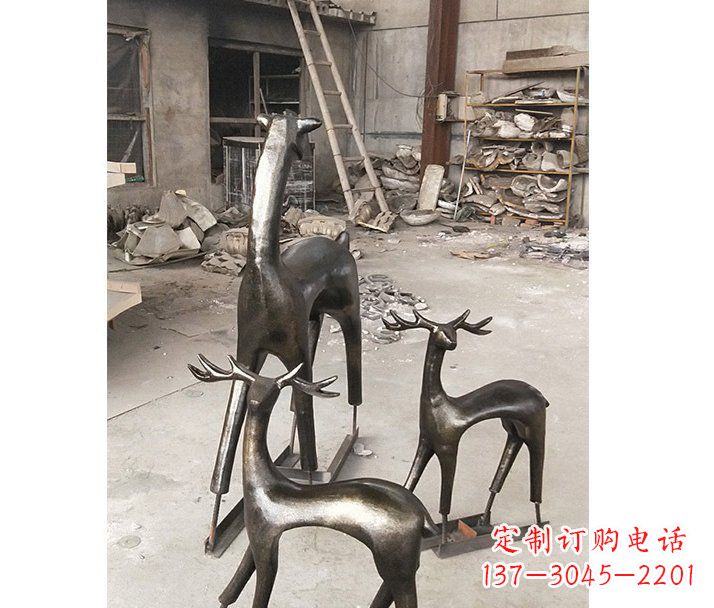 漳州铸铜梅花鹿动物铜雕摆件