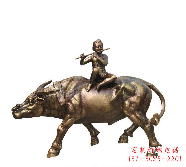 漳州铸铜牧童牛雕塑