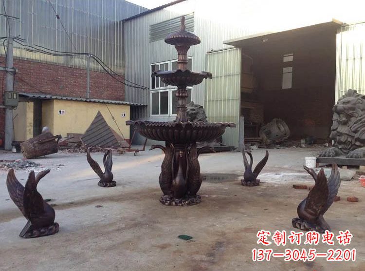 漳州铸铜天鹅喷泉雕塑
