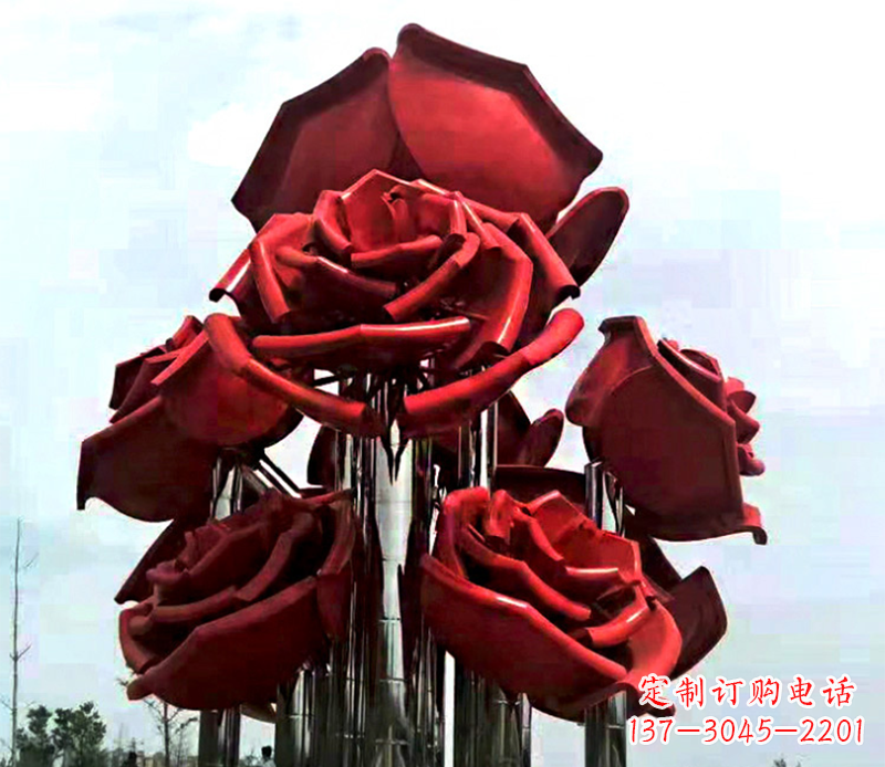 漳州大型不锈钢玫瑰花雕塑