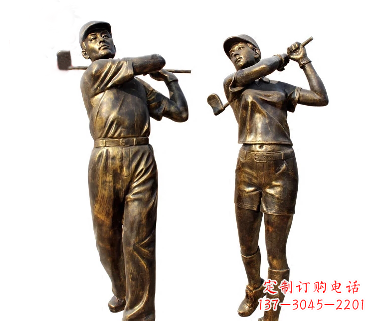漳州公园打高尔夫人物铜雕