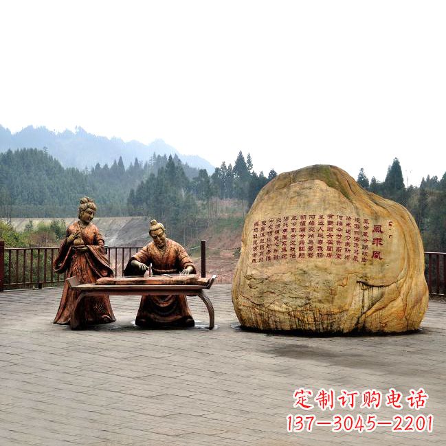 漳州卓文君与司马相如凤求凰公园景观雕塑-历史典故人物情景雕塑
