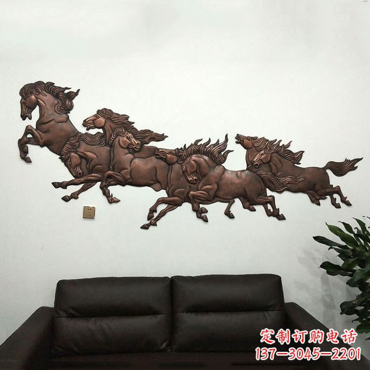漳州紫铜马儿浮雕装饰画