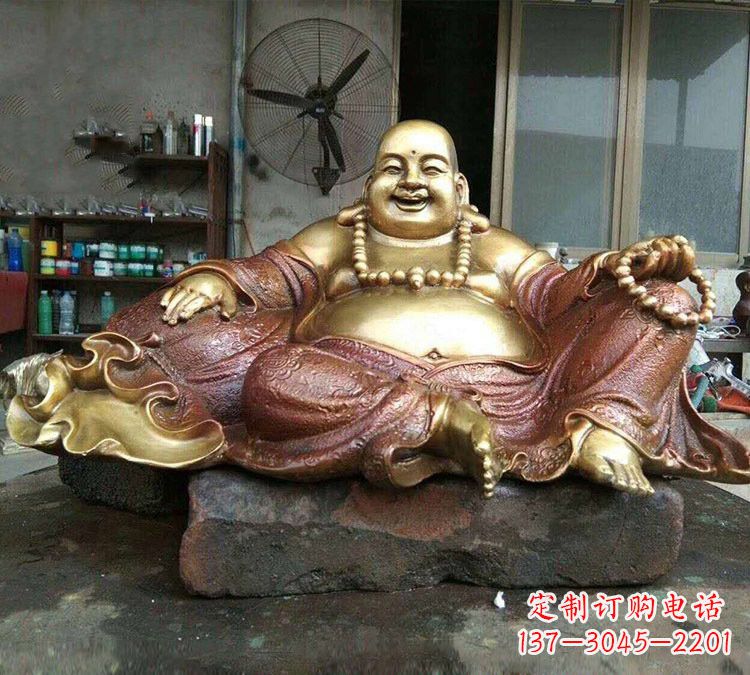 漳州宗教供奉坐式弥勒佛铜雕