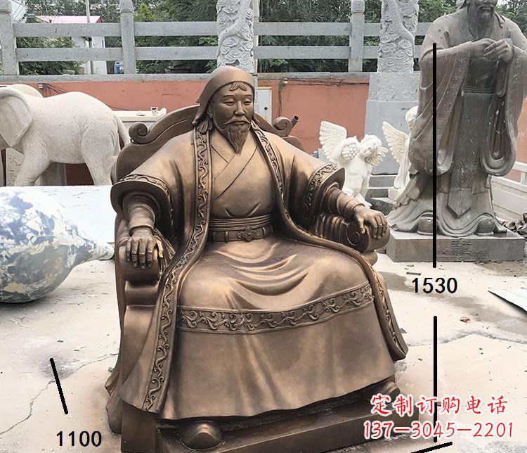 漳州坐式成吉思汗铜雕 (2)